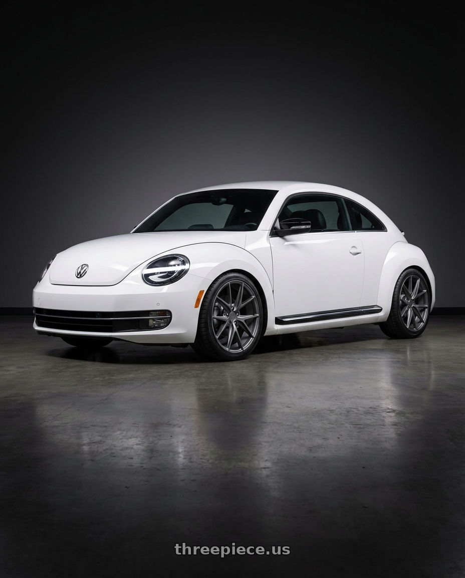 2016 Volkswagen Beetle Turbo with Niche 1PC M116 MISANO 5X112 18X8 +42 MATTE GUN METAL wheels front three quarter view lowered stance