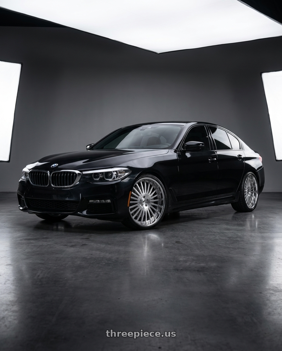 2018 bmw 530 i with Amani R.E.A.L. 5x112/5x120 22x9 +32 Brush Center Chrome Lip wheels