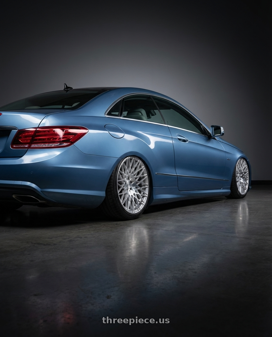 2014 Mercedes-Benz E-Class Coupe C207 with Avant Garde Wheels M540 5X112 20x9 +32 Silver Machined wheels rear three quarter view slight stretch tires