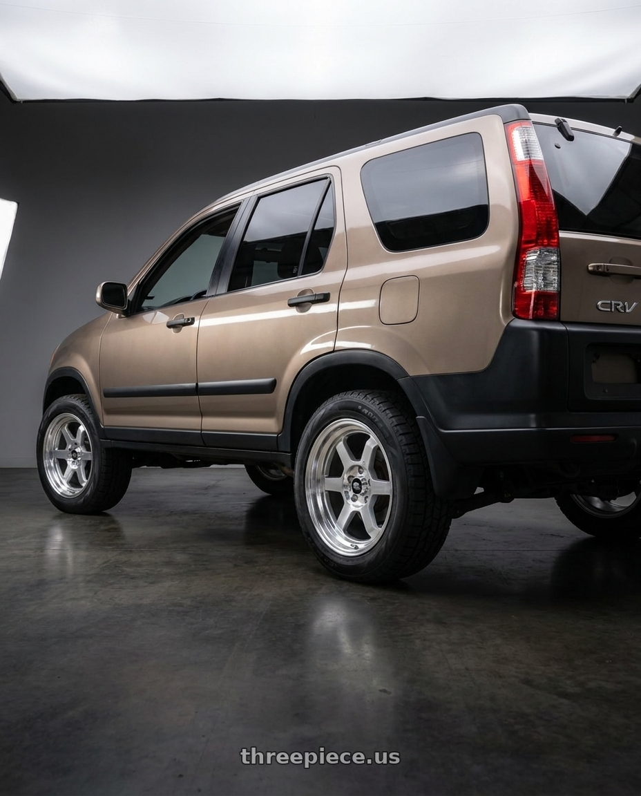 2004 Honda CRV with MST Wheels Time Attack 5x114.3 15x7.0 +20 Machined wheels rear three quarter view square tires