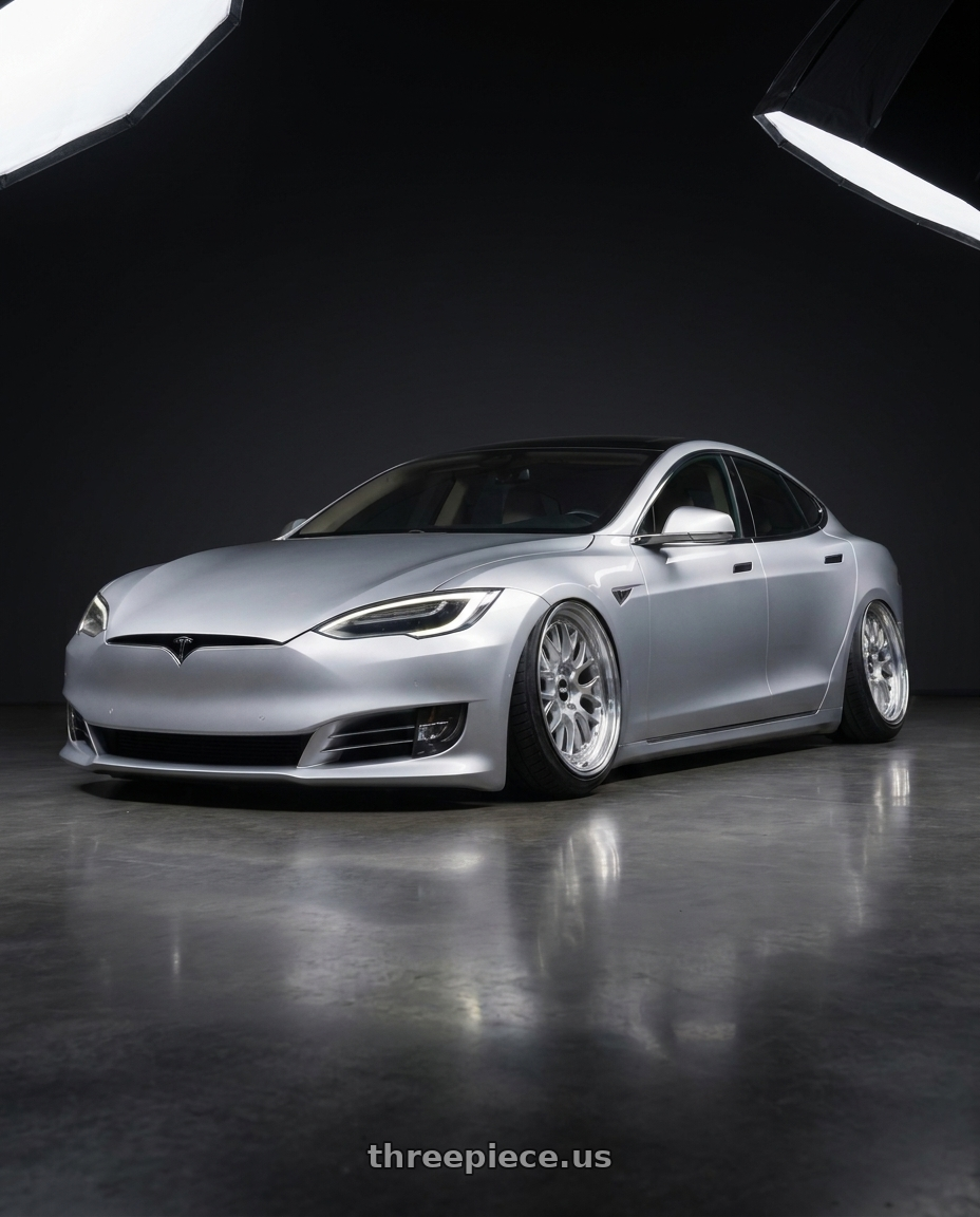 2018 tesla model s with Konig Countergram 5x114.3 18x9.5+35 Hyper Chrome / Machined Lip wheels