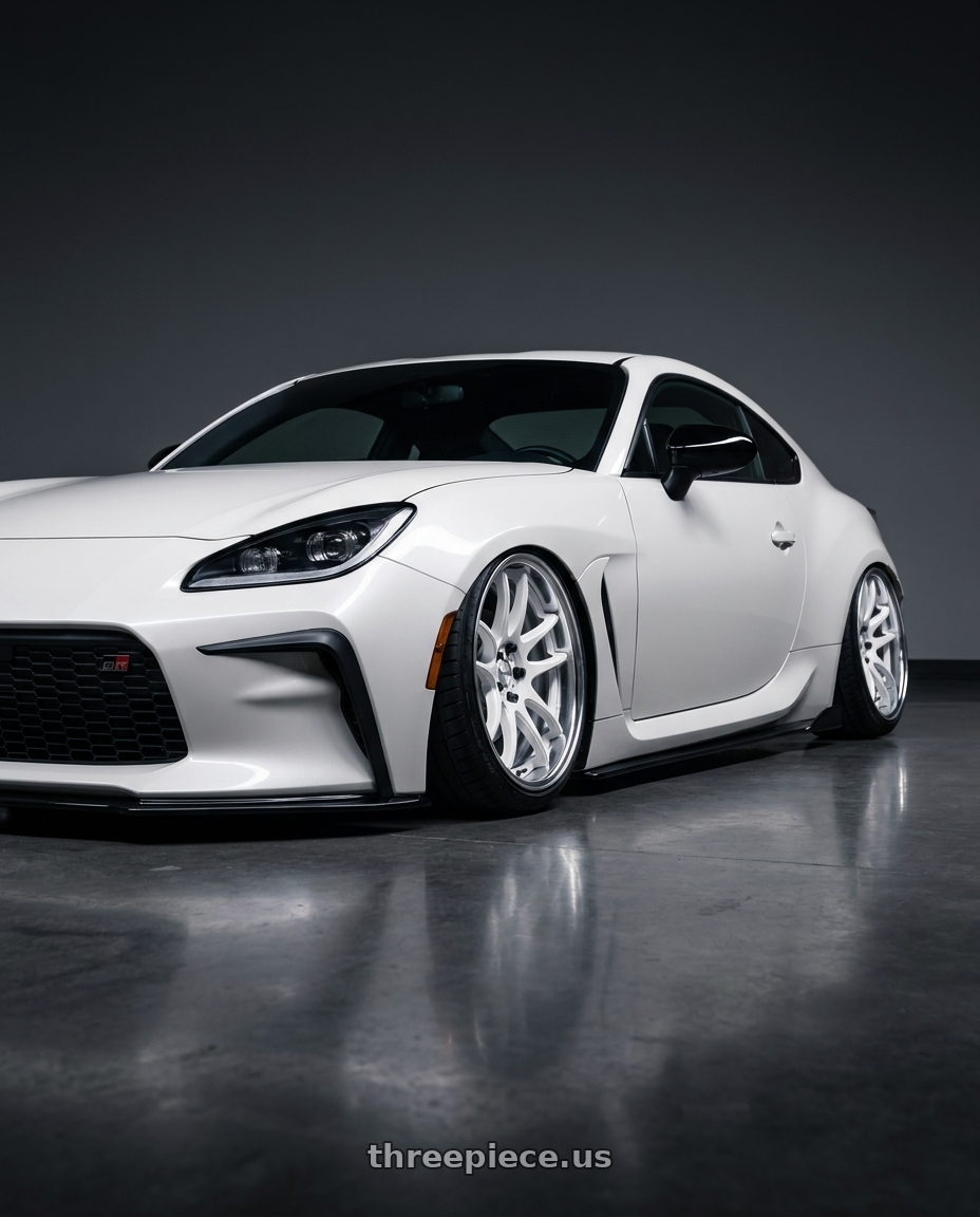 2025 Toyota gr86 premium white with Work Cr 2P 5x100 19x8.0 +45 Gloss White wheels