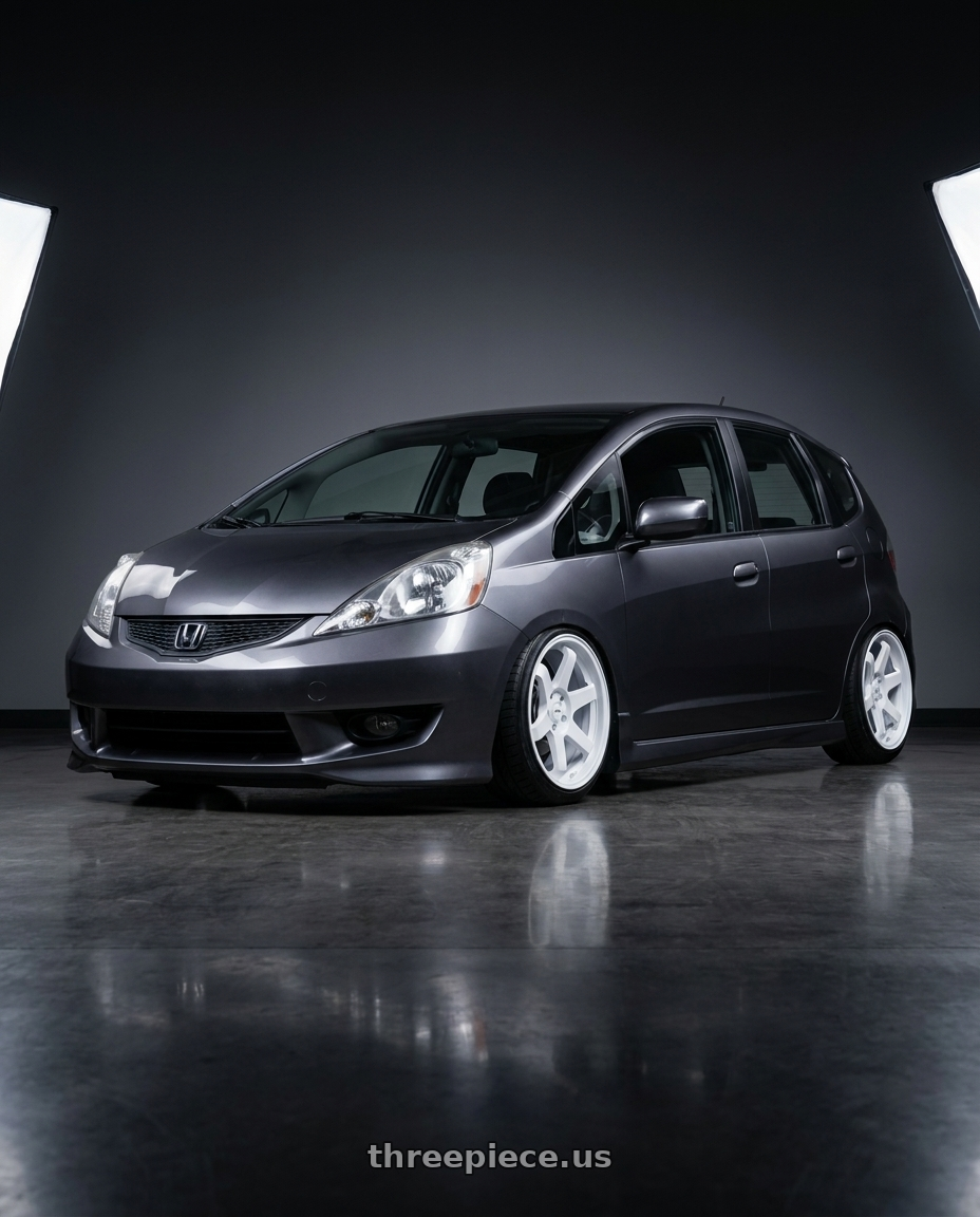 2013 Honda fit with F1R F106 5x114.3 17x8 +35 White wheels