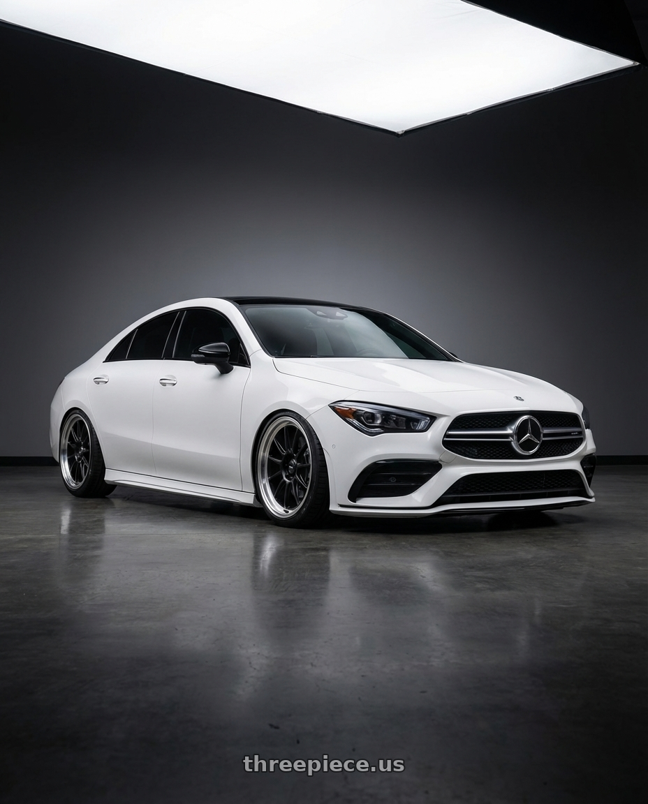 2023 Mercedes-Benz CLA C118 with Konig Countergram 5x112 19x9.5+30 Matte Black / Matte Machined Lip wheels