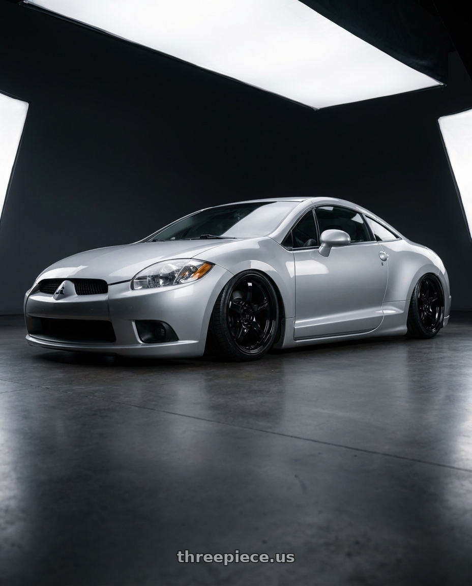 2010 Mitsubishi Eclipse with Gram Lights 57CR 5x114.3 19x8.5+35 Glossy Black wheels