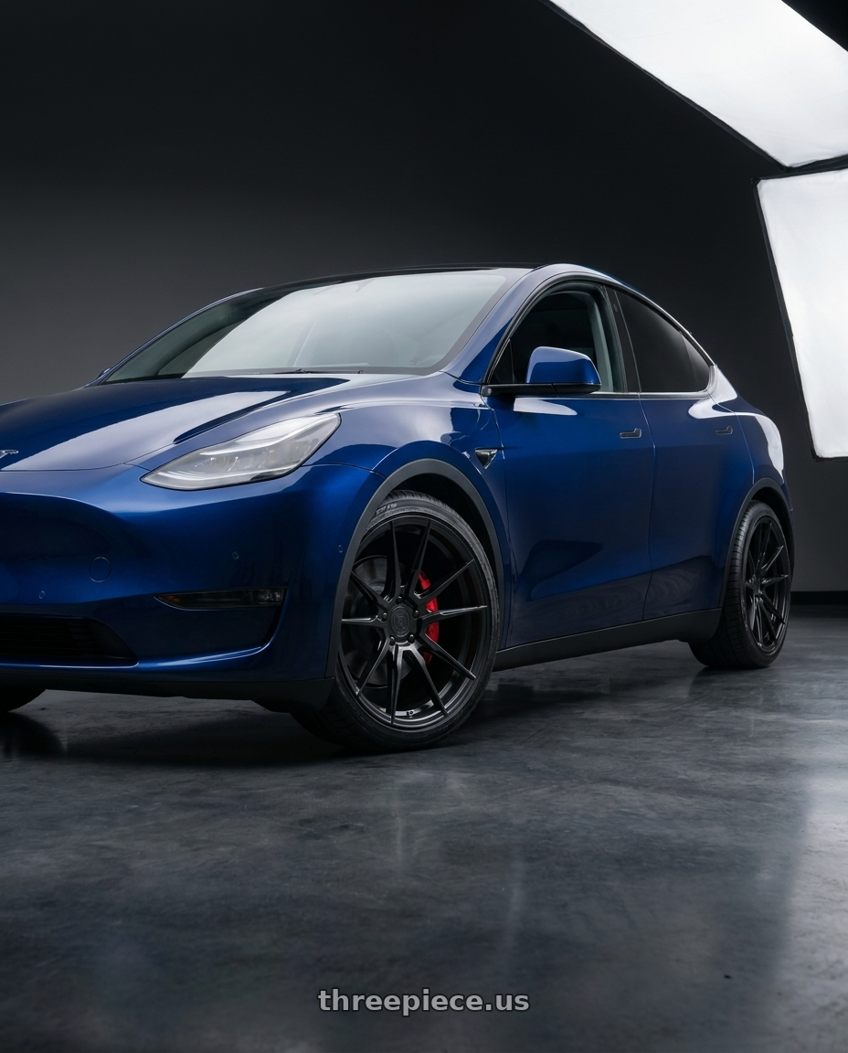 2022 tesla y with Rohana RFX2 5x114.3 20x10+40 Matte Black wheels