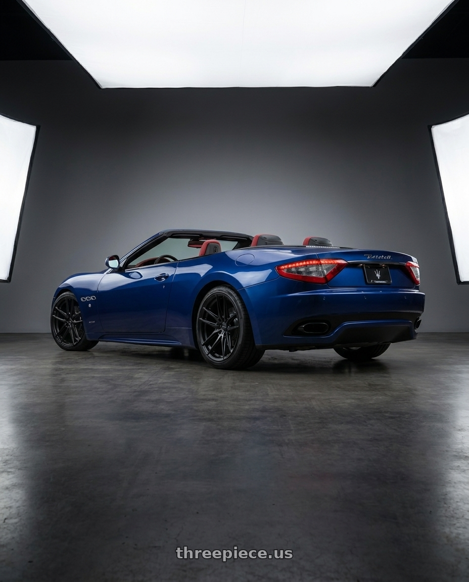 2018 Maserati Grancabrio Sport with VOSSEN HF6-4 6X139.7 18x9 +0 SATIN BLACK wheels rear three quarter view square tires