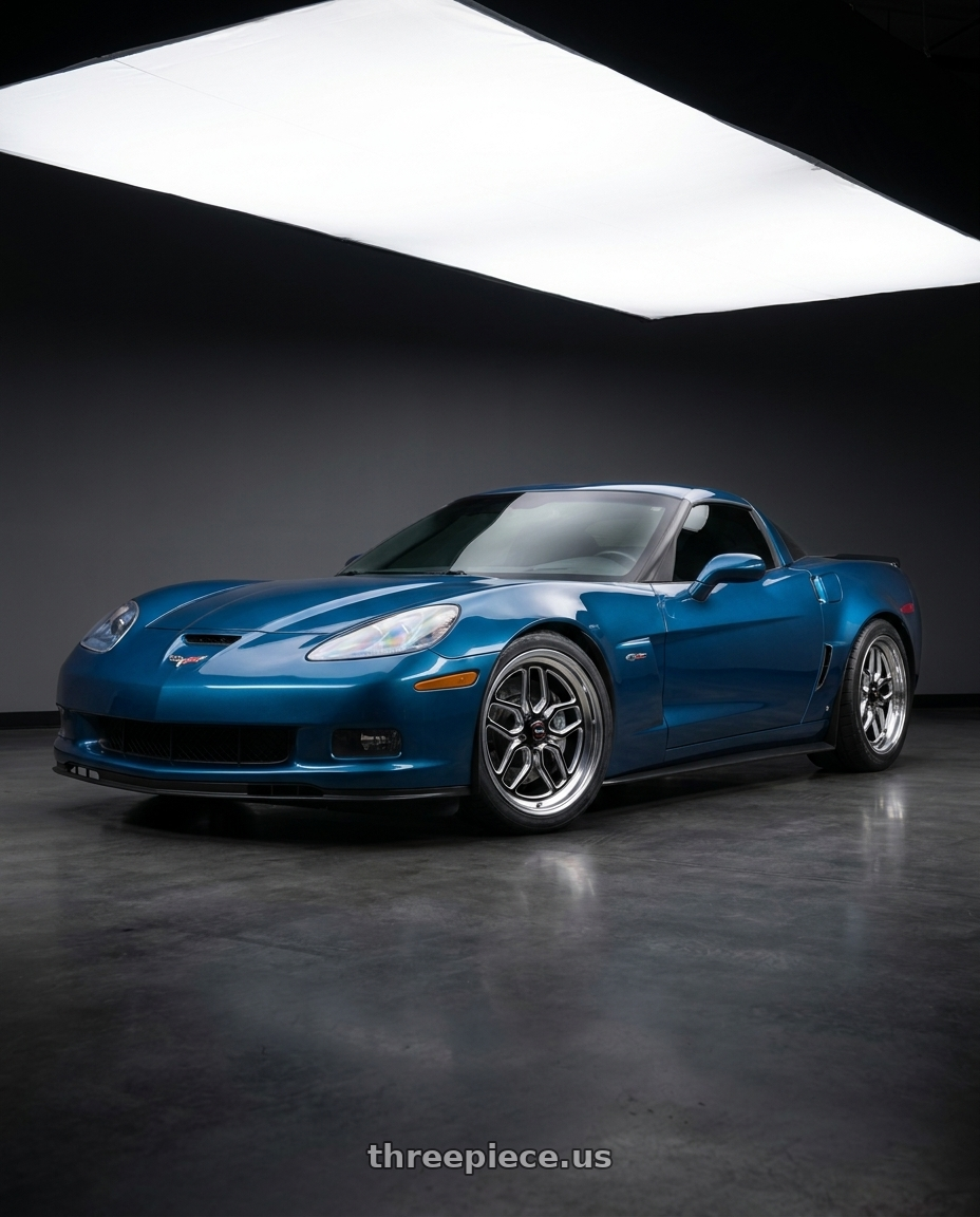 2007 corvette c6 with WELD Performance Laguna 5x120.65 19x11 +70 Gloss Black/Milled Diamond Cut Lip wheels