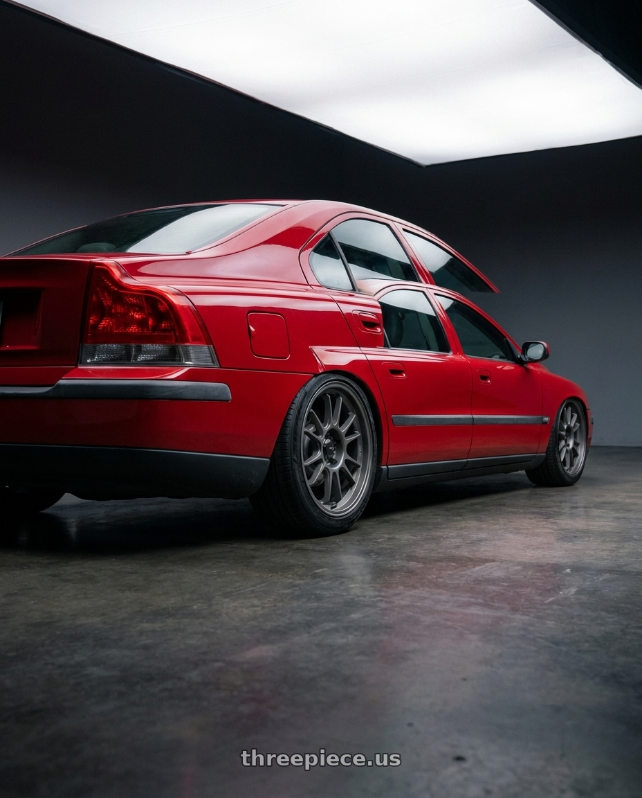 2002 Volvo s60 2.4t with Konig Hypergram 5x108 18x8.5+43 Matte Grey wheels rear three quarter view slight stretch tires