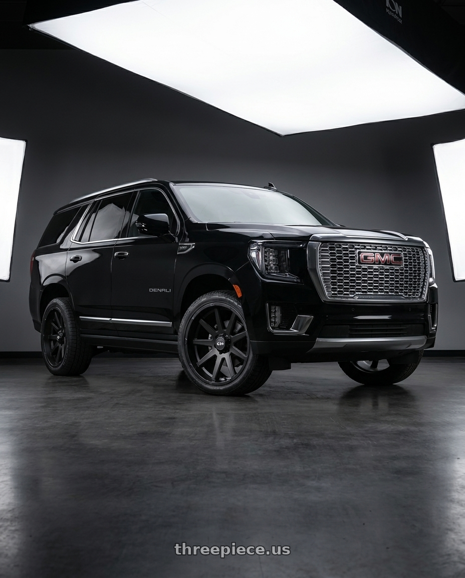 2021 GMC Yukon Denali with Ion Type 143 6x139.7 20x9+0 Matte Black wheels