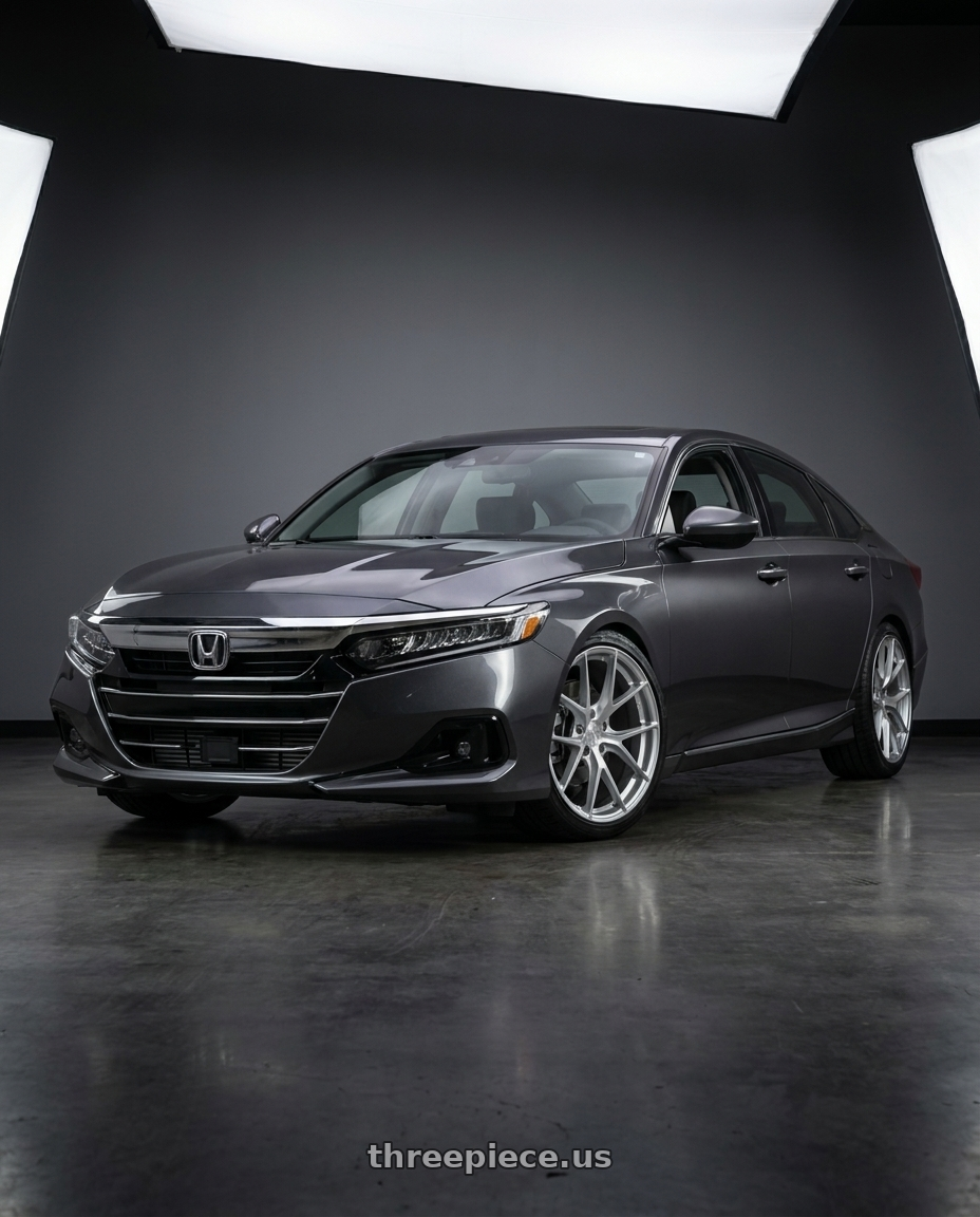 2021 Honda Accord EX-L with Aodhan AFF7 5x114.3 20x9+30 Gloss Silver Machined Face wheels