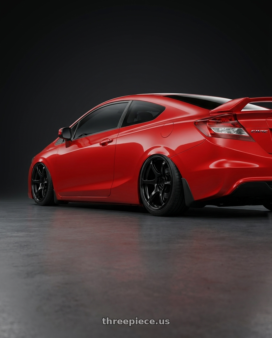 2015 Honda Civic Si with Advan RGIII 5x114.3 17x9.0+45 Gloss Black wheels rear three quarter view slight stretch tires