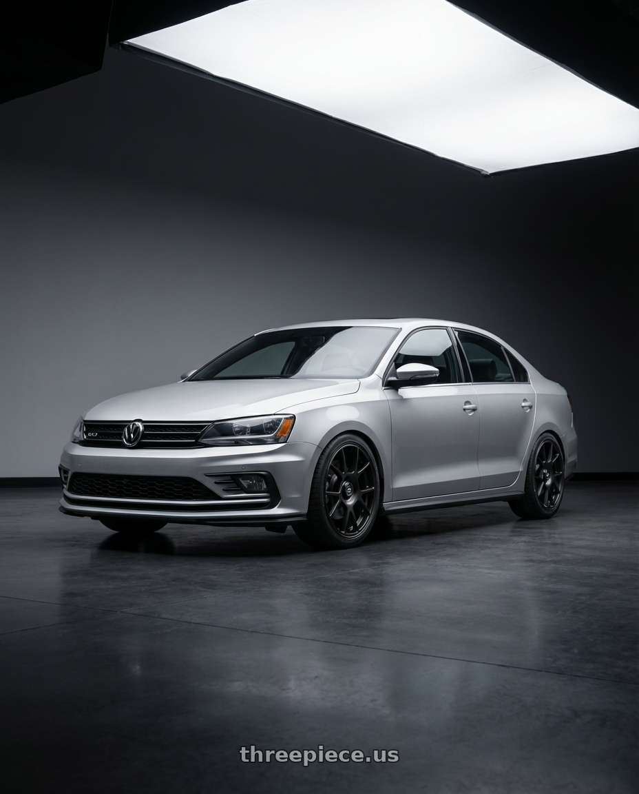 2016 Volkswagen Jetta GLI MK6 with fifteen52 COMP 5x112 / 5x120 18x8.5 +35 ASPHALT BLACK (SATIN BLACK) wheels