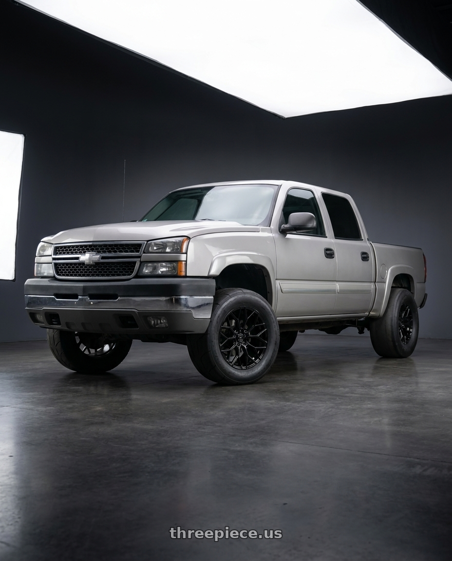 2007 Chevy Silverado with DOLCE PERFORMANCE PISTA 5x114.3 18x8.5 +35 Gloss Black wheels