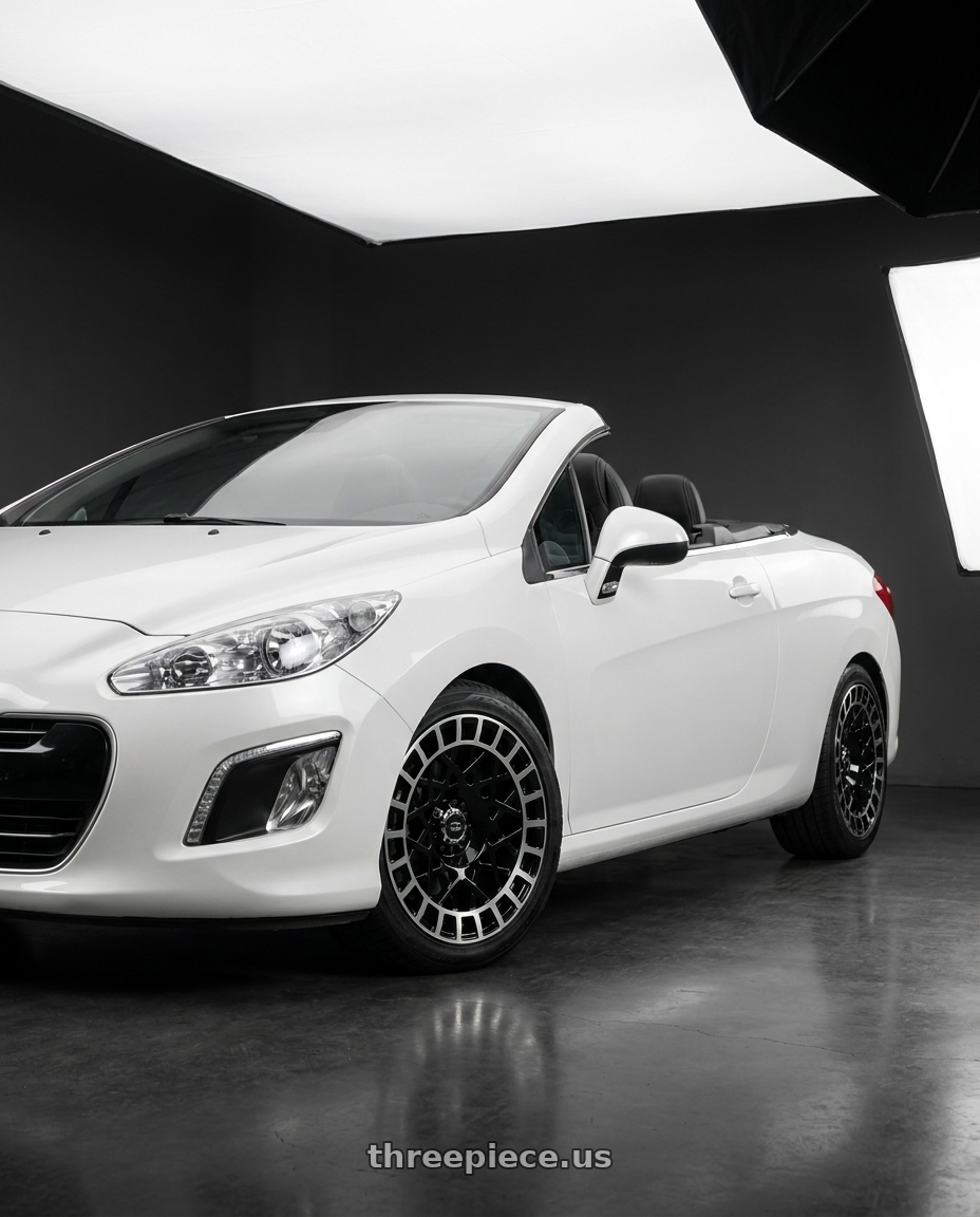 2014 Peugeot 308cc with Vision Street-Designs 349 Savage 5x108 17x8+40 Gloss Black Machined Lip wheels