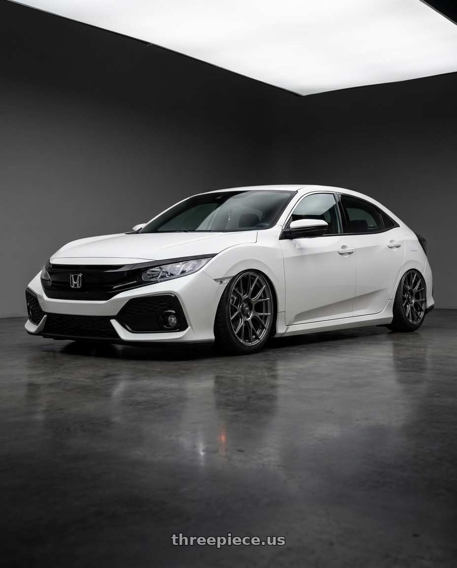 2019 Honda Civic with Konig Ampliform 5x114.3 18x8.5+45 Dark Metallic Graphite wheels