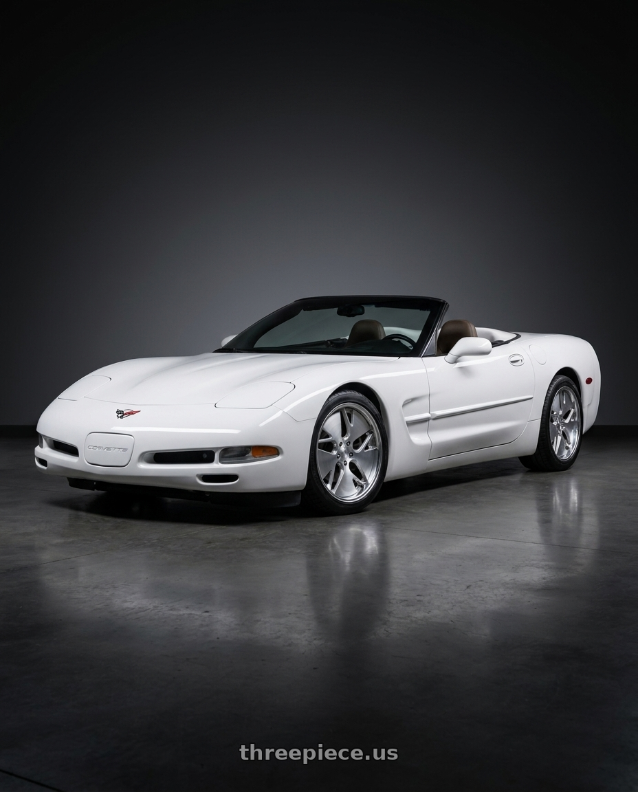 White 2004 corvette base convertible  with Work Gnosis Cvd 5x120.65 20x9+45 W Disk Brush Silver Clear wheels