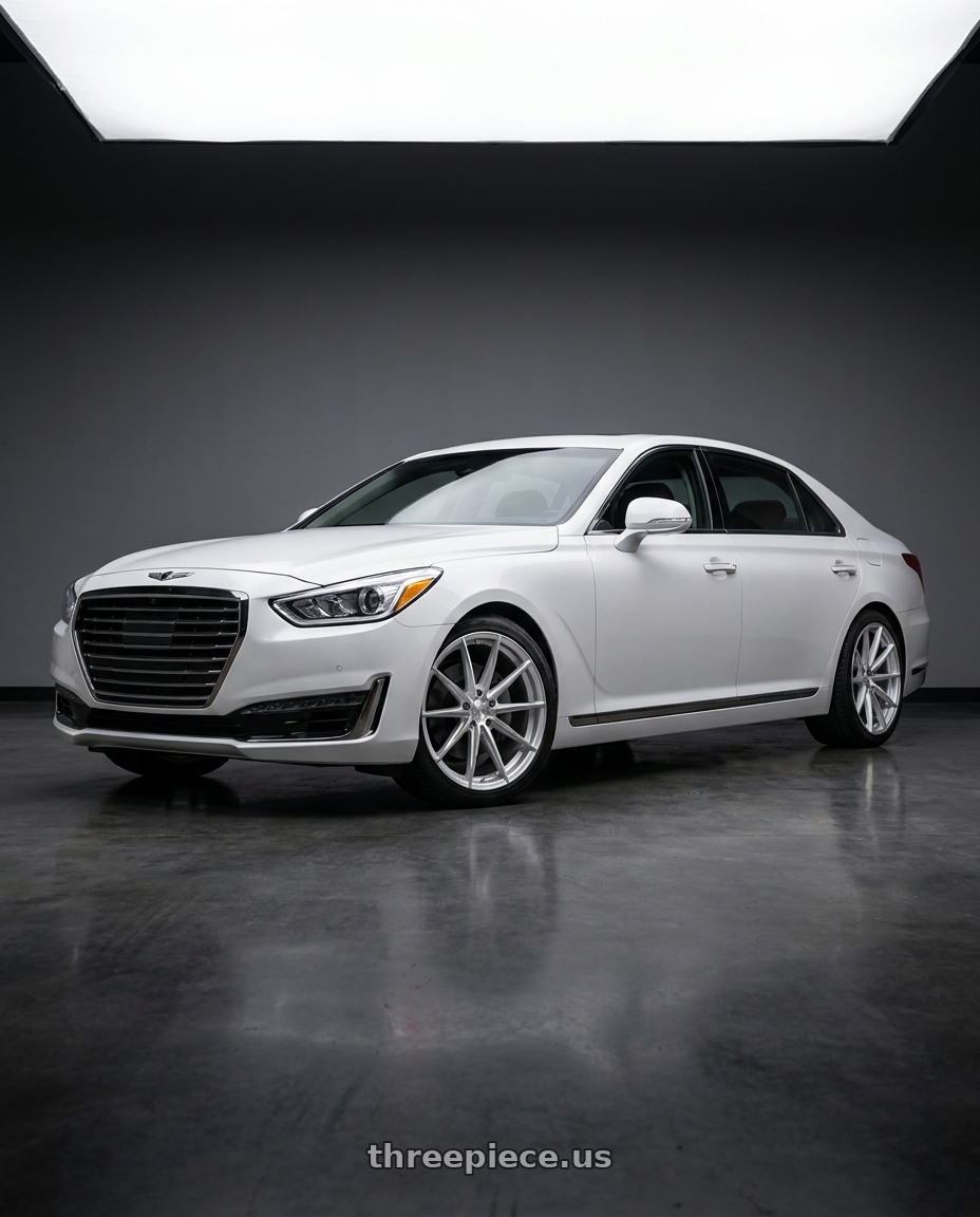 2018 genesis g90 ultimate with DOLCE PERFORMANCE VELOCE 5x114.3 20x10 +40 Gloss Silver Machined Face wheels