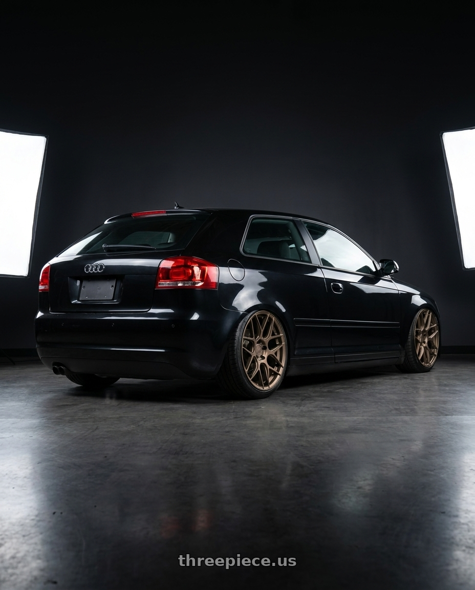 2012 Audi A3 8P with Aodhan AFF2 5x112 19x8.5+35 Matte Bronze wheels rear three quarter view slight stretch tires