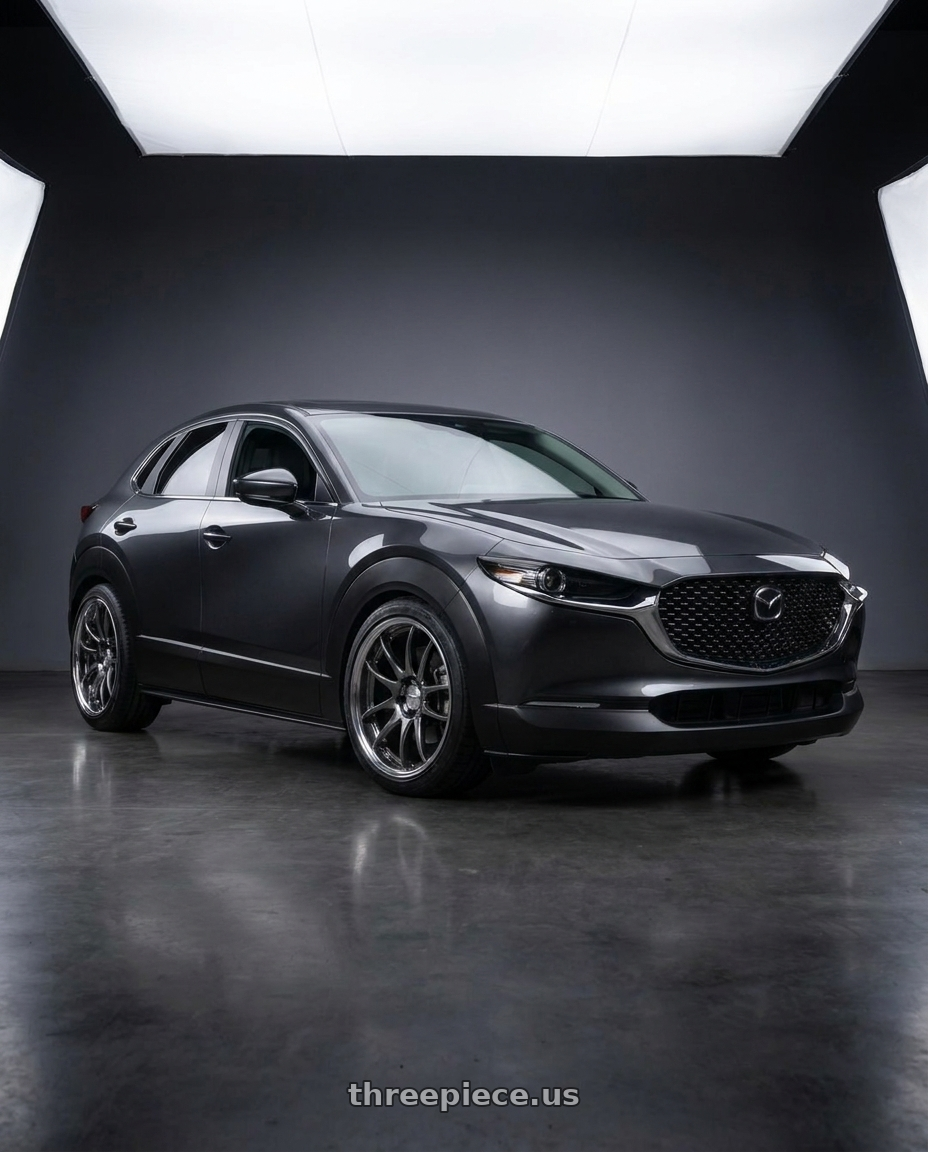 2026 mazda cx30 with Kansei K14G Roku 5x114.3 18x9.5 38 Grey and Machined Lip wheels