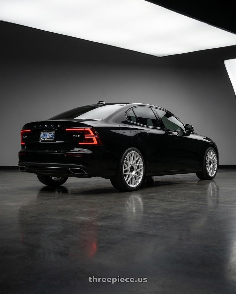 2020 Volvo S60 T6 R-Design with Rotiform 1PC R167 BLQ-C BLANK 19X8.5 +35 SILVER wheels rear three quarter view square tires