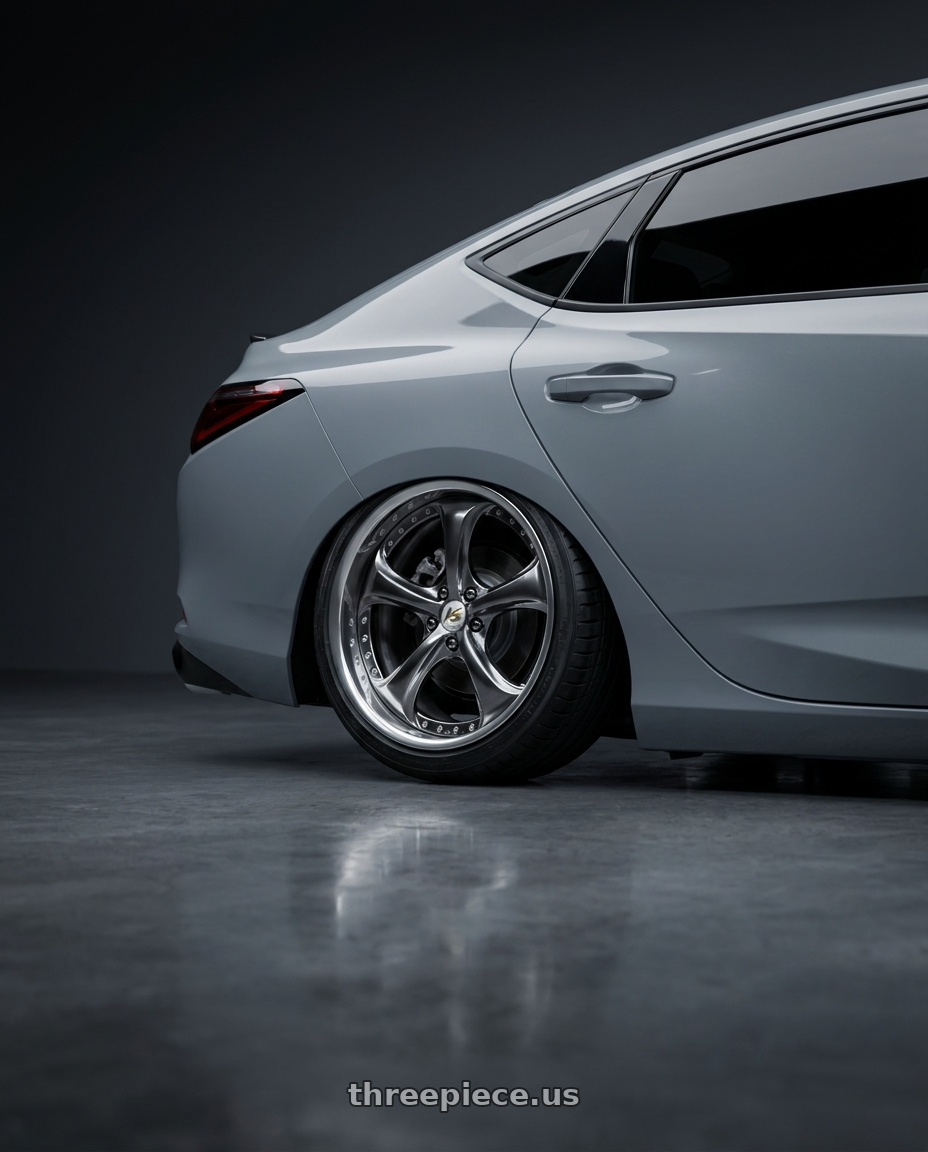 2026 Acura Integra A Spec with Work Wheels VS-KF 5x114.3 20x8+40 Brilliant Silver Black A Disk FULL REVERSE wheels rear three quarter view slight stretch tires