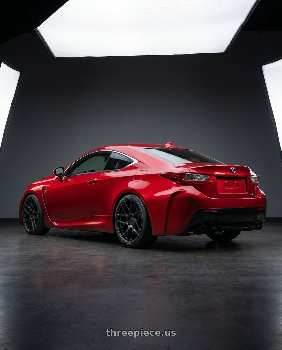 2018 Lexus RC F with Aodhan AFF2 5x114.3 19x9.5+35 Matte Black wheels rear three quarter view square tires