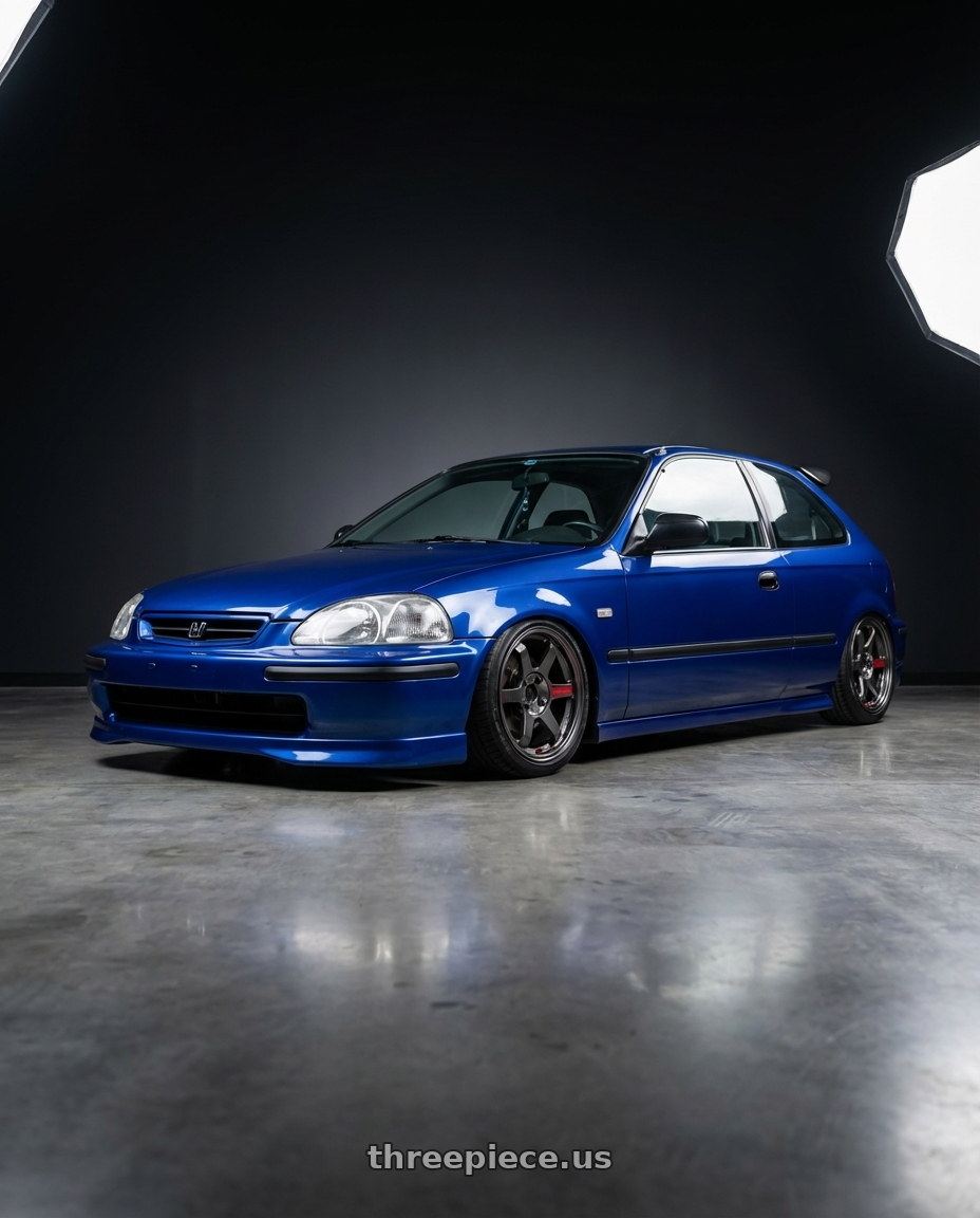 1997 Honda Prelude 6 hatchback  with Volk Racing TE37 Sonic SL 4x100 16x7.0+24 wheels front three quarter view slammed stance