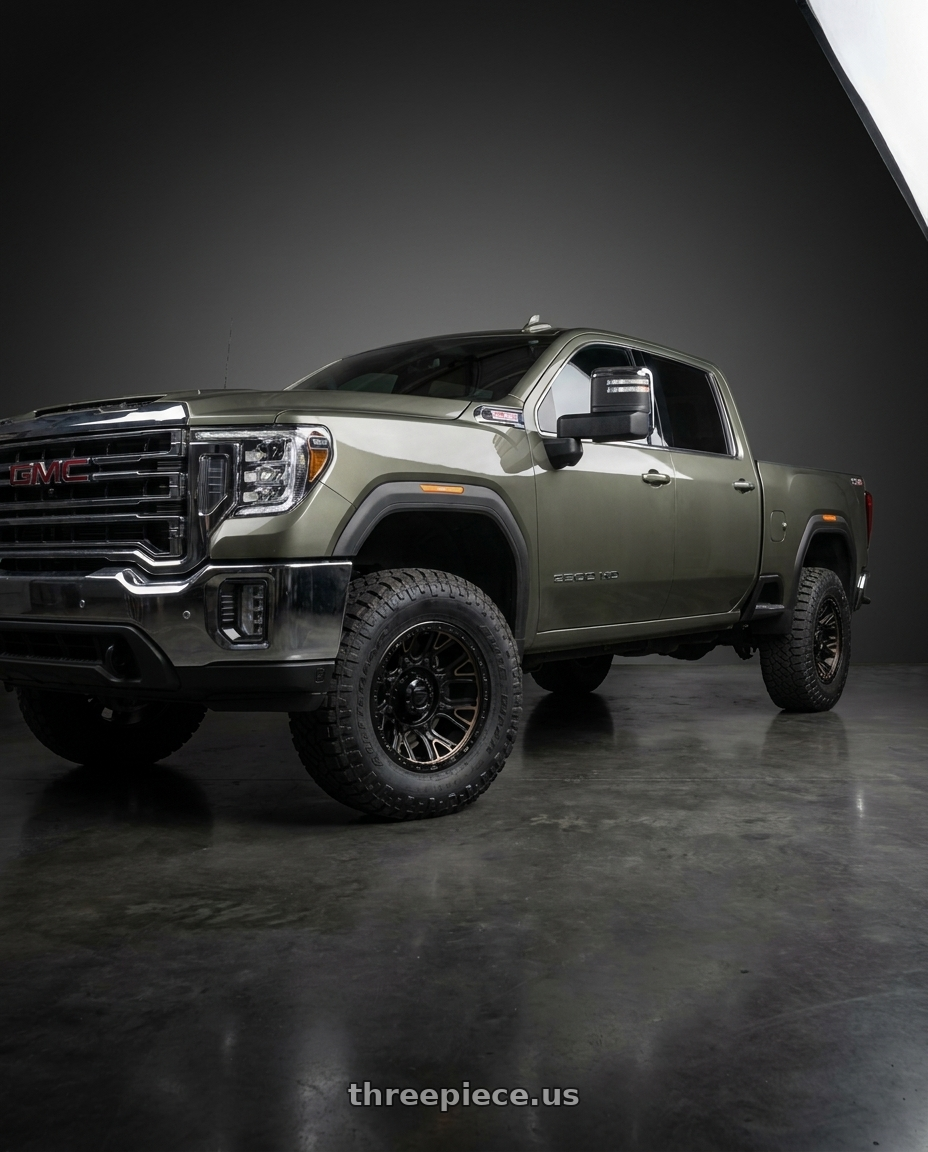 2023 GMC 2500 SLE X-31 with Fuel 1PC D824 TRACTION 8X180 20X10 -18 MATTE BLACK WITH DOUBLE DARK TINT wheels