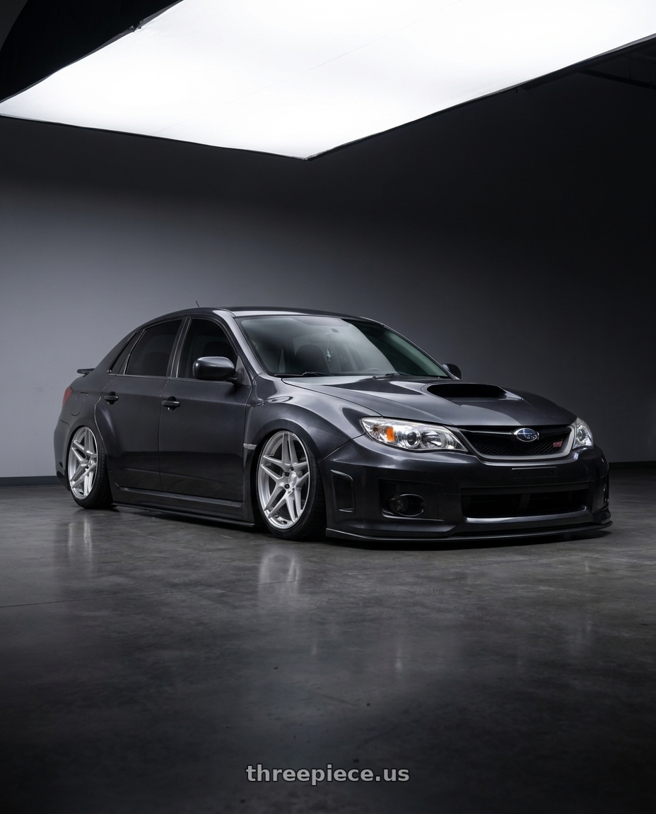 2013 Subaru Impreza STI Dark with Kansei K15H Astro 5x114.3 18x9.5 35 Hyper Silver wheels