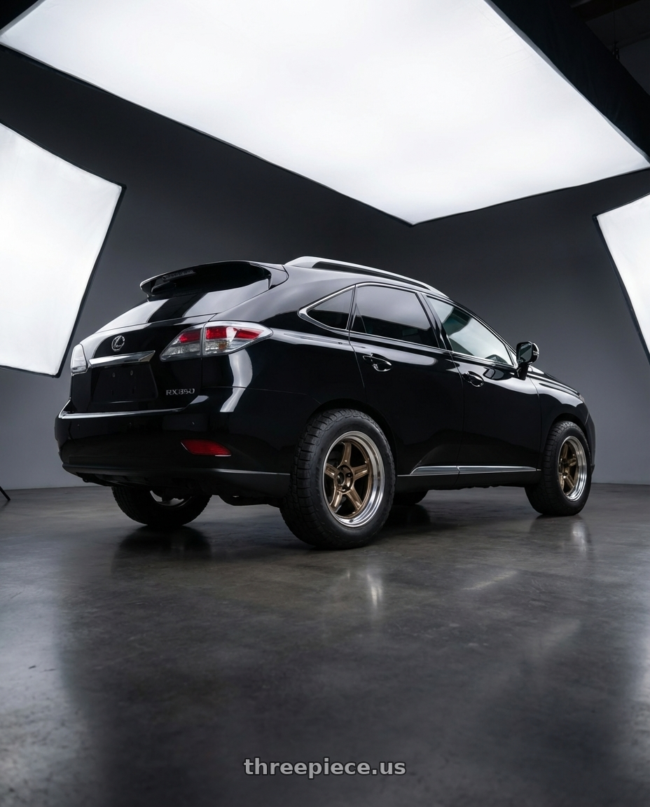 2011 Lexus RX350 with Volk Racing 21C SPEC-SR 5x114.3 18x9.5 +20 SHINING BRONZE METAL wheels rear three quarter view meaty tires
