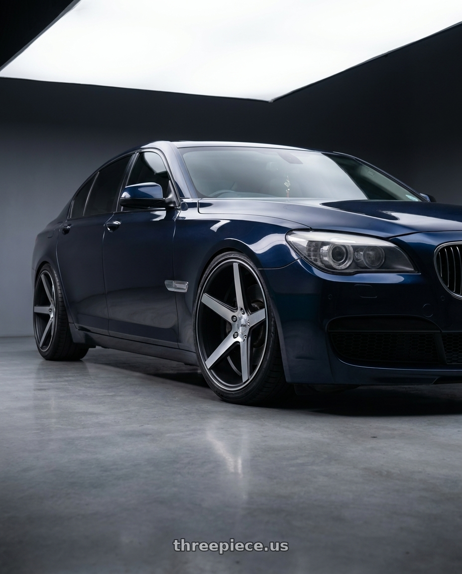 2012 bmw 740i with KMC KM685 DISTRICT 5X120 22X10.5 +40 SATIN BLACK MACHINED FACE wheels