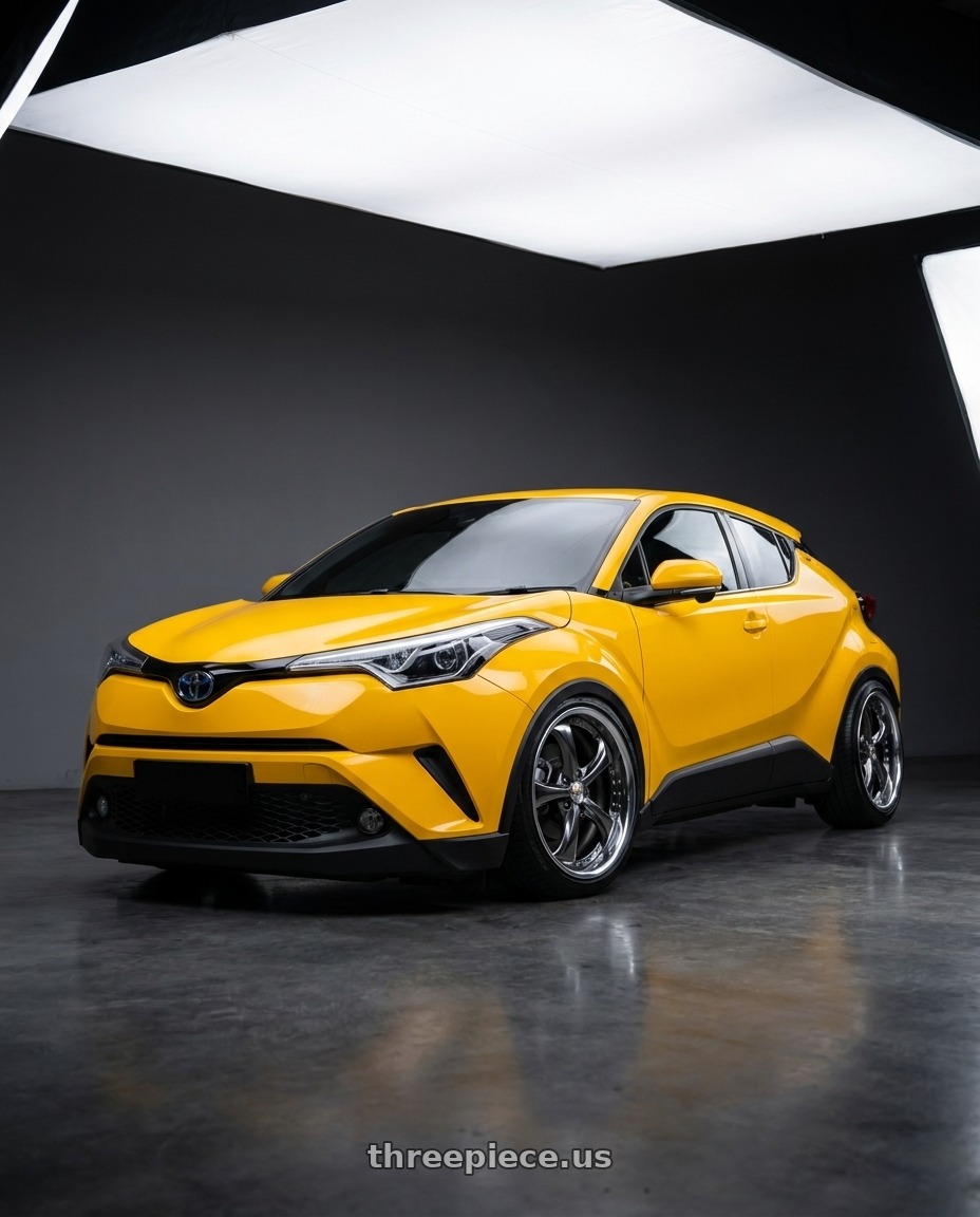 2018 Toyota C-HR Ferrari Yellow with Work Wheels VS-KF 5X114.3 19x8.5+21 Brilliant Silver Black A Disk FULL REVERSE wheels
