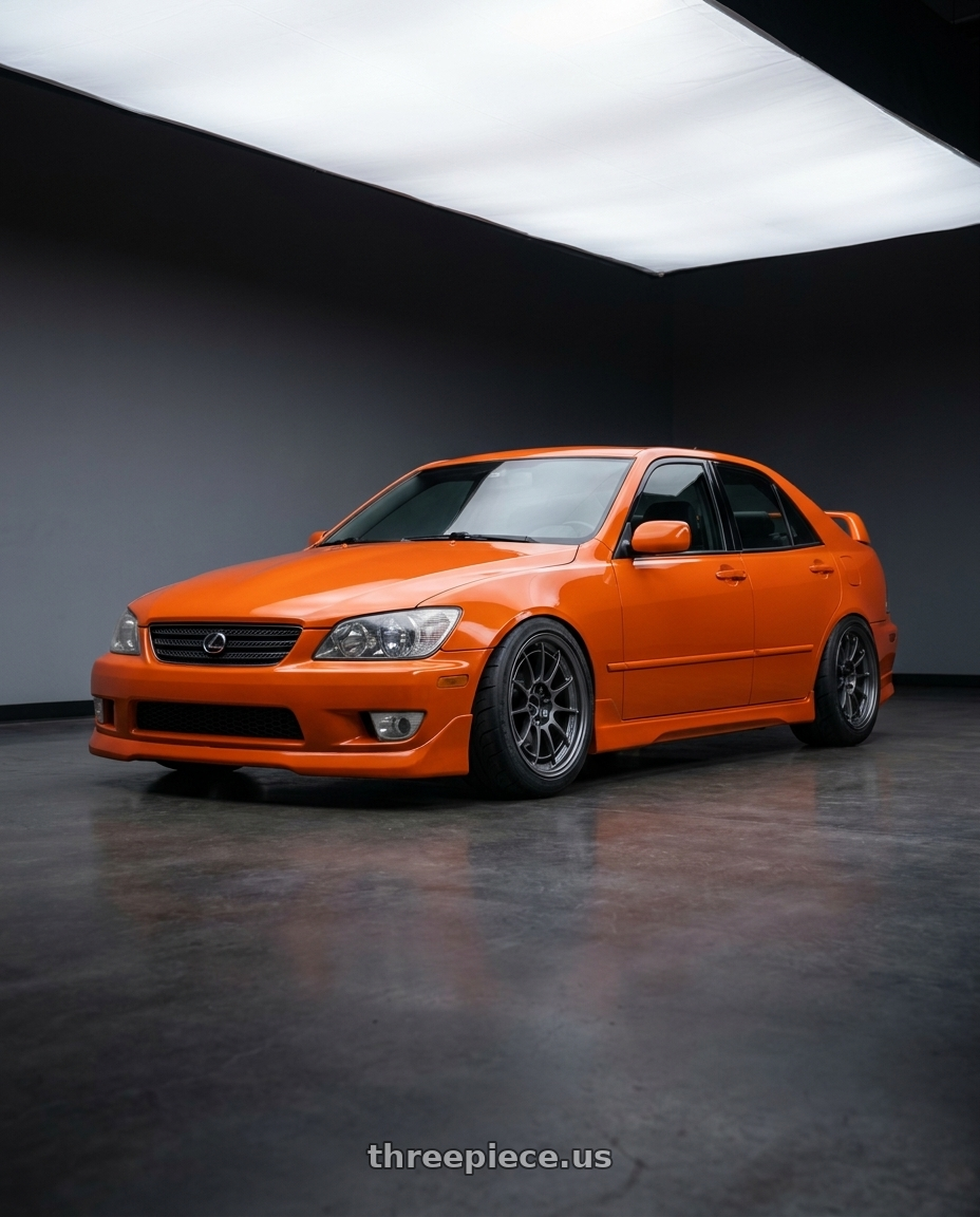 2001 Lexus IS300 solar octane with Enkei NT03+M 5x100 18x9.5+40 Gunmetal wheels