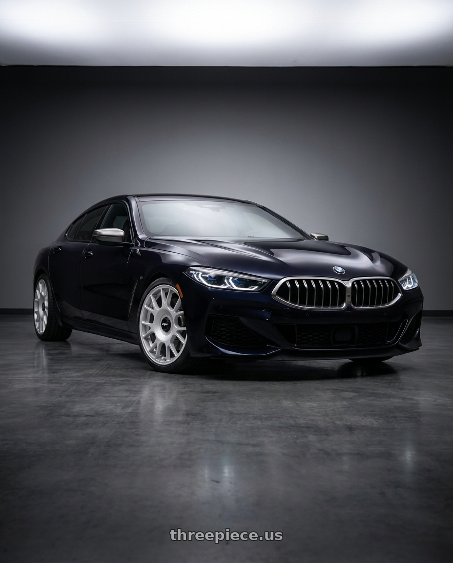 2019 BMW g16 m850i gran with Rotiform TUF-R 5x112 / 5x114.3 19x8.5 +35 Satin Silver wheels
