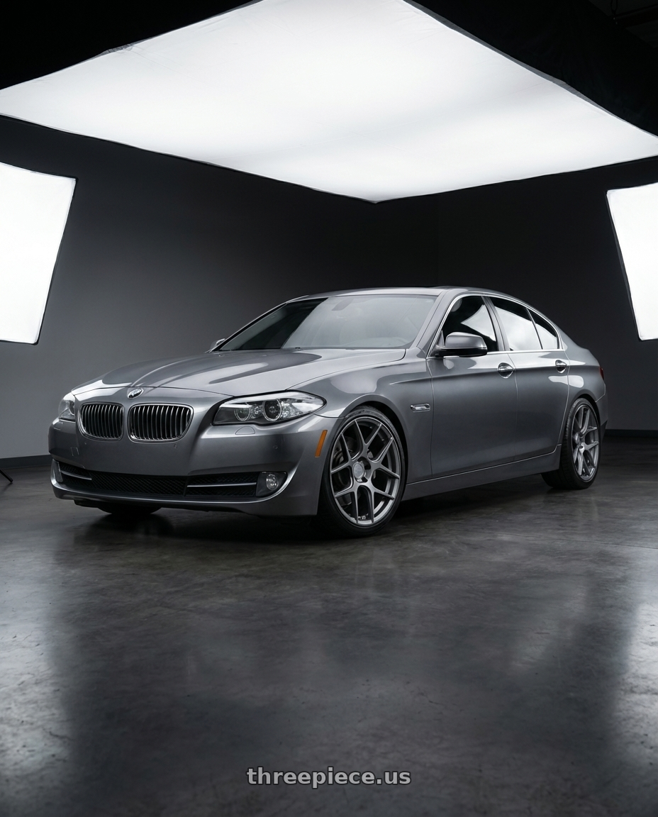 2016 BMW 5 Series F10 with Aodhan AFF2 5x120 19x9.5+35 Matte Gray wheels