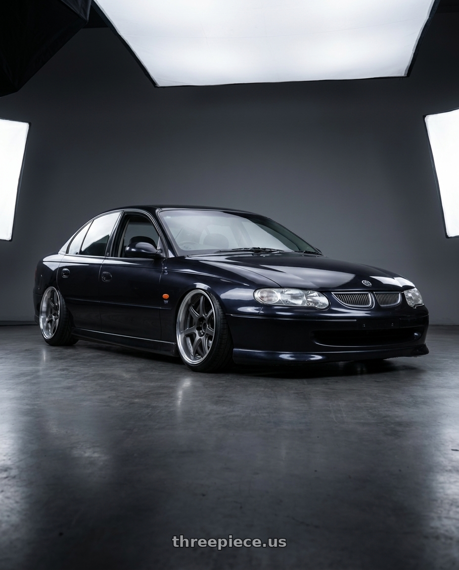 1997 holden vt commodore raven with Work T7r 2P 5x120 19x11.5 +22 Matte Gunmetal wheels