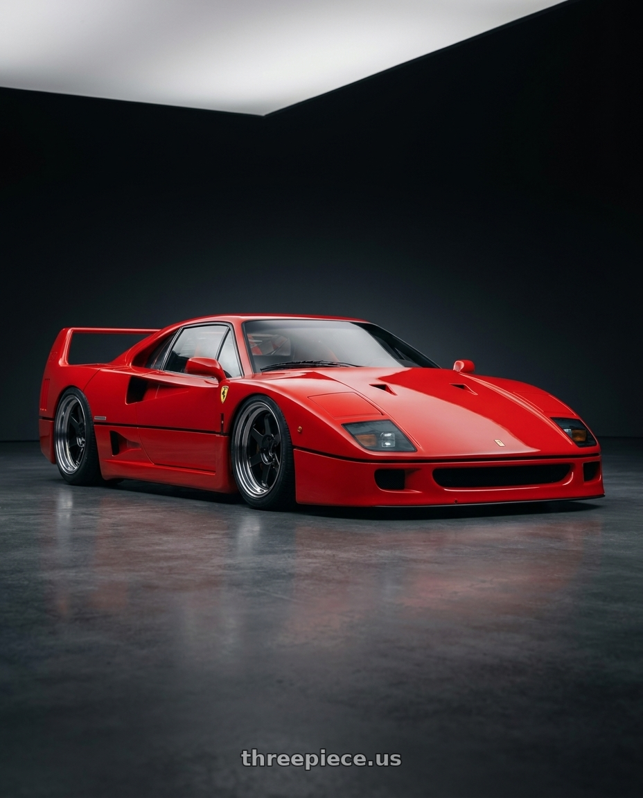 1989 Ferrari F40 red with Volk Racing TE37V MK-II 5x100 18x10 -25 DIAMOND BLACK / RIM DC wheels