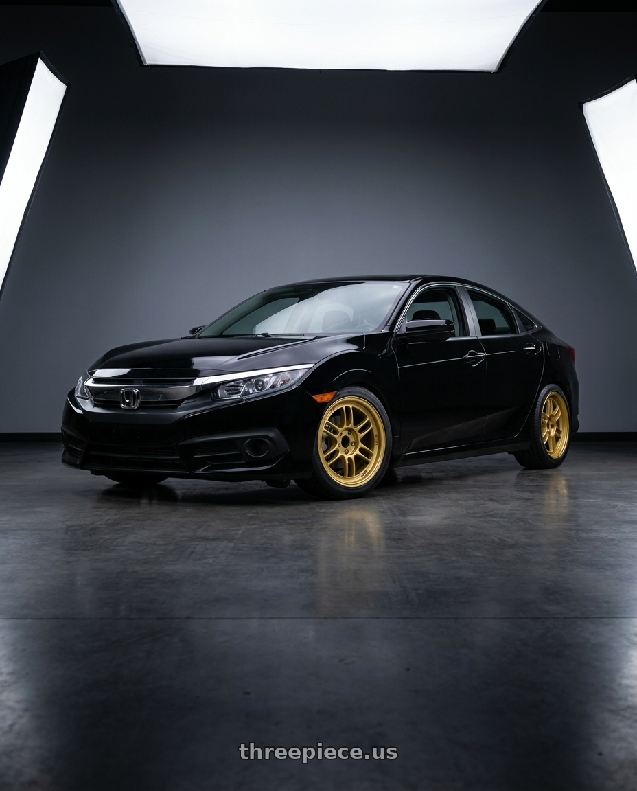 2016 Honda Civic LX with Enkei RPF1 5x114.3 17x8+45 Gold wheels
