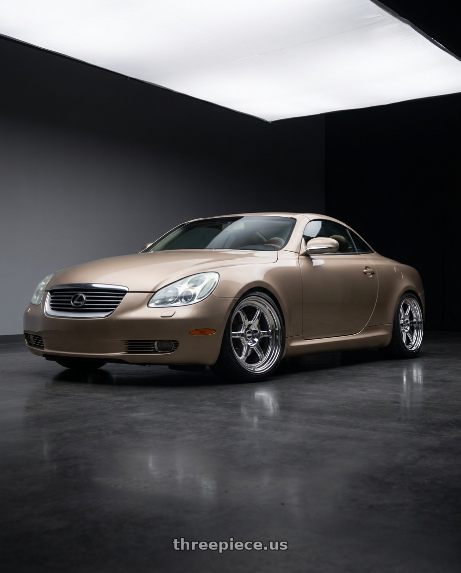 2003 Lexus SC430 Egyptian Sand with Kansei K14X Roku 5x114.3 18x9 12 Chrome wheels