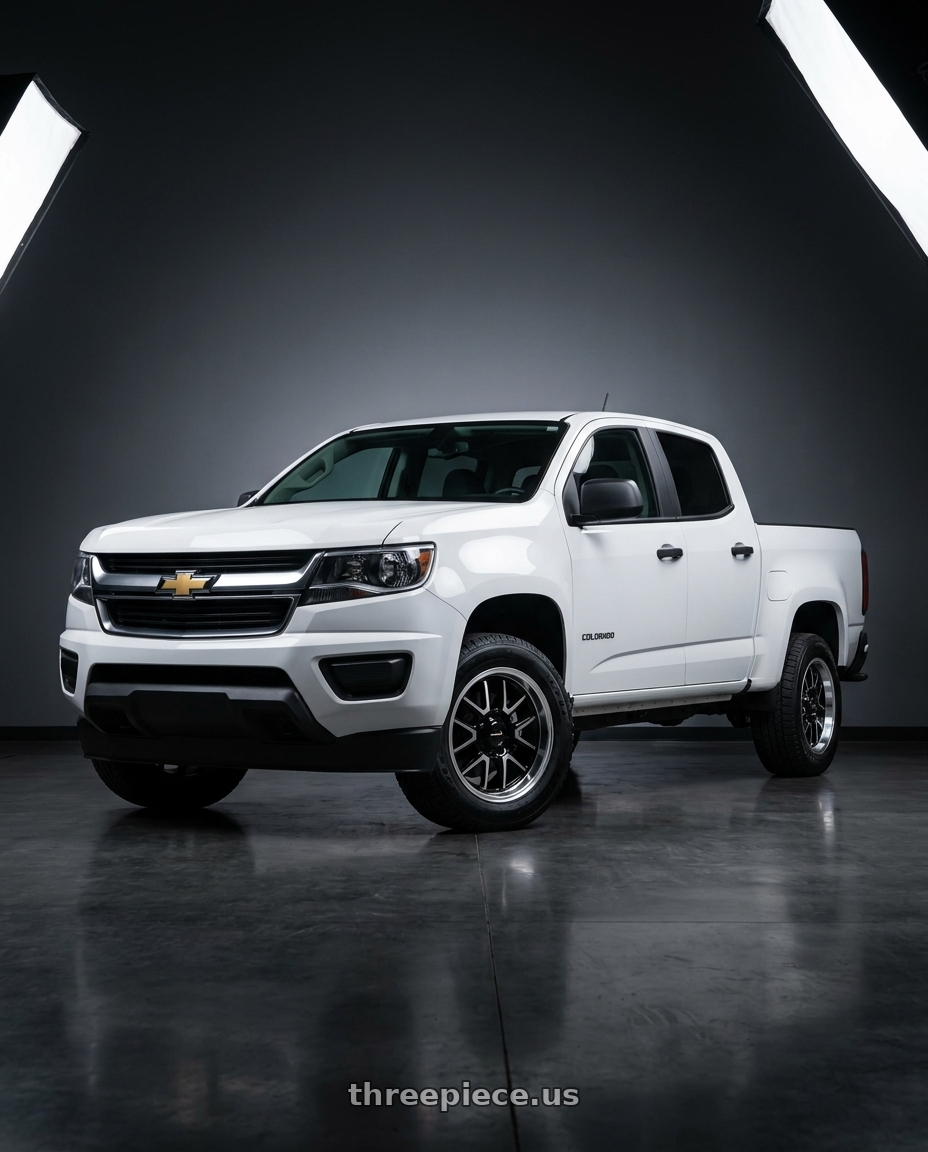 2021 Chevrolet Colorado WT with Vision Street-Designs 349 Savage 6x120 17x8.5+12 Gloss Black Machined Lip wheels