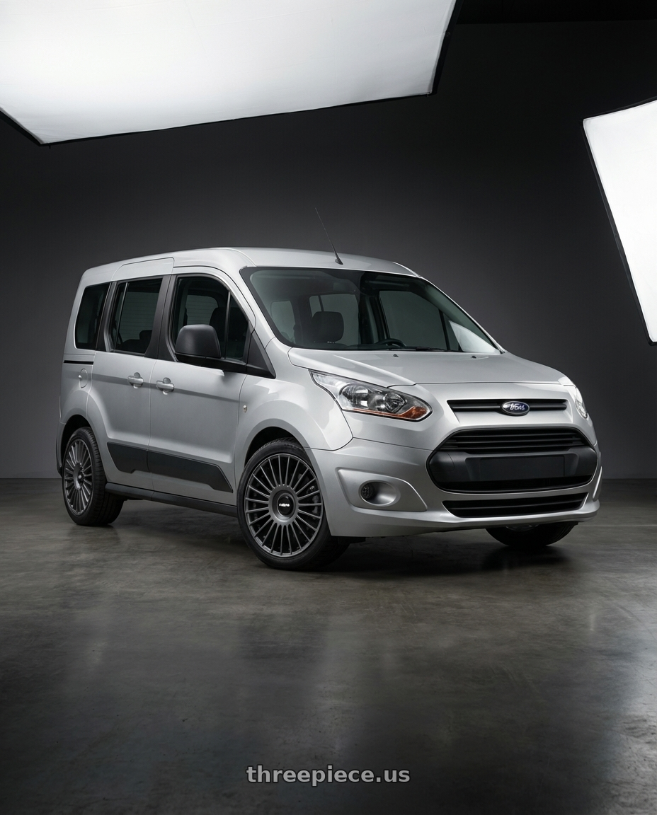 2014 ford transit connect with Rotiform RC202 GRZ 5X100/5X112 17x8 +35 MATTE ANTHRACITE wheels front three quarter view stock stance