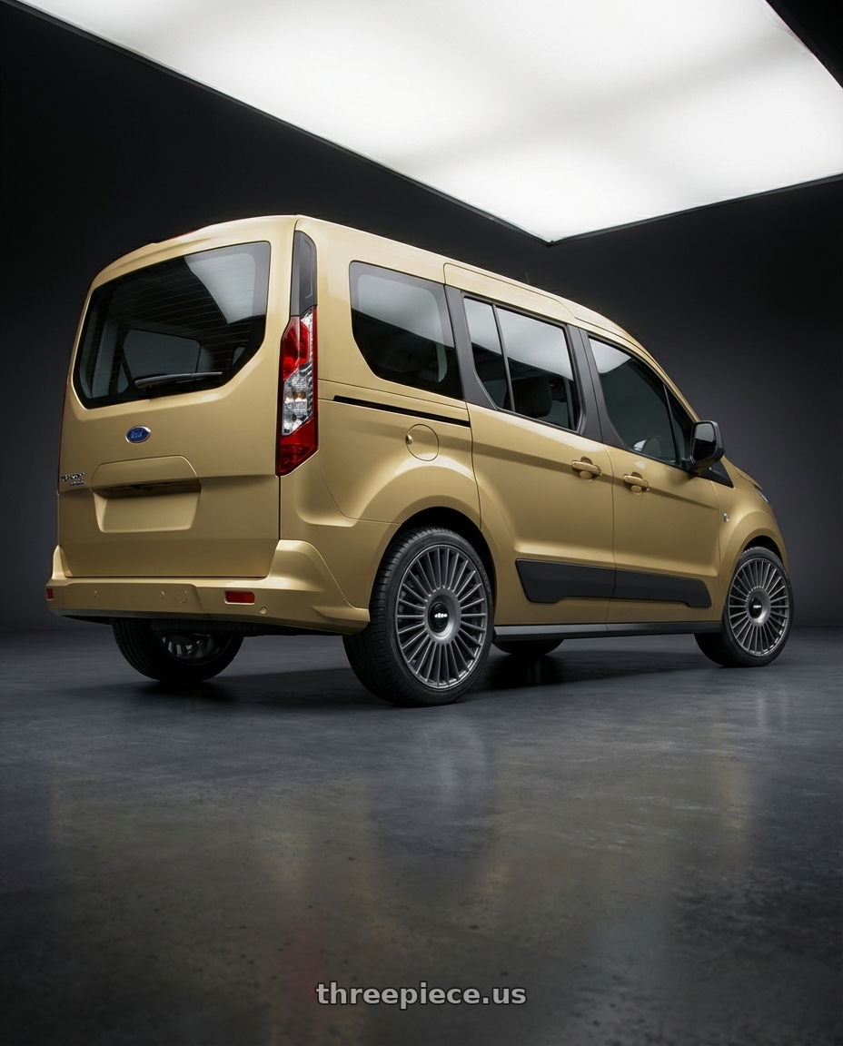 2014 ford transit connect with Rotiform RC202 GRZ 5X100/5X112 17x8 +35 MATTE ANTHRACITE wheels rear three quarter view square tires