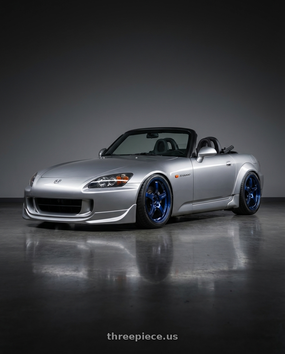 2009 Honda S2000 with Gram Lights 57CR 5x114.3 18x9.5+22 Eternal Blue Pearl wheels