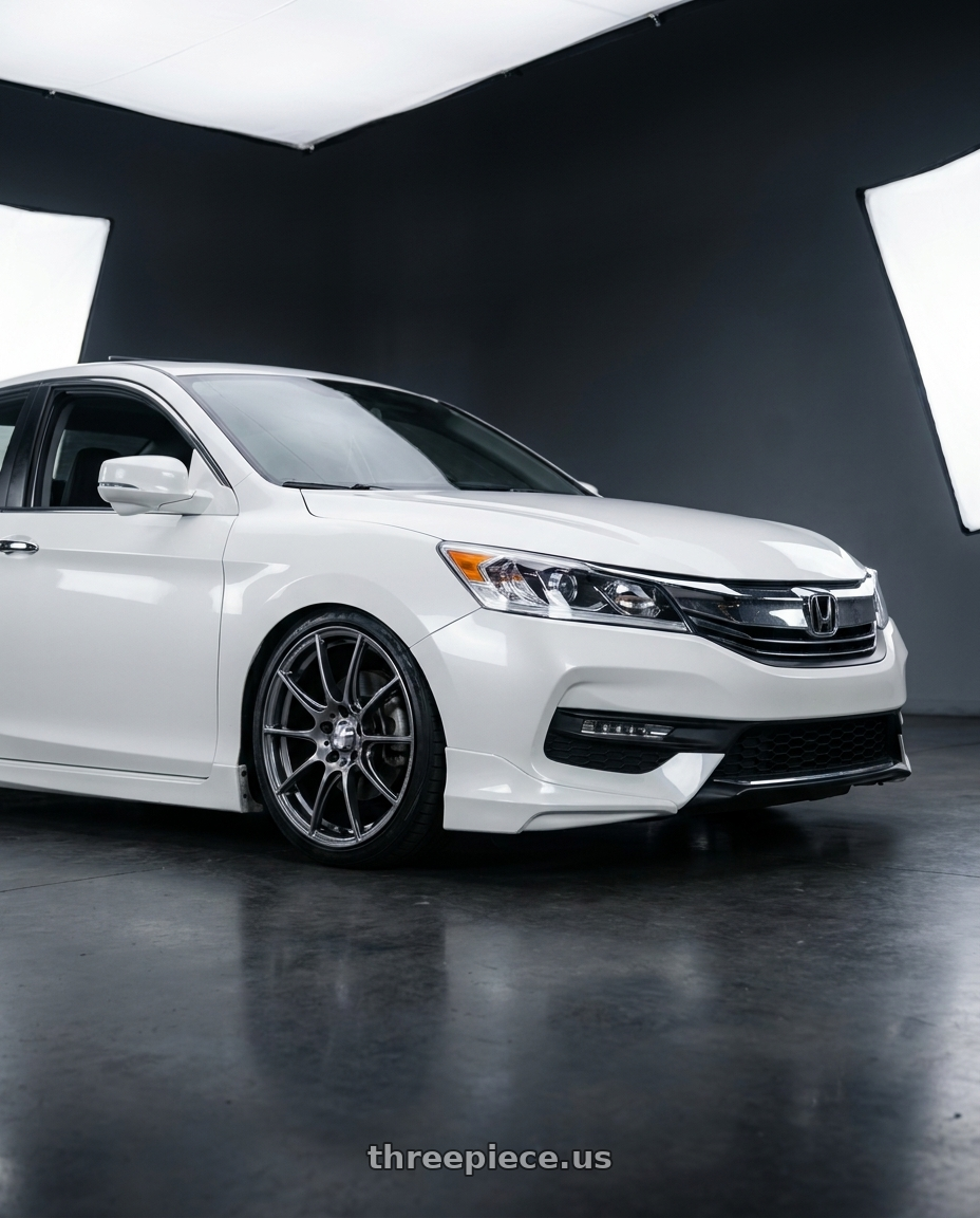 2016 Honda accord with WedsSport SA-25R 4x100 16x6.5+50 Platinum Silver Black wheels