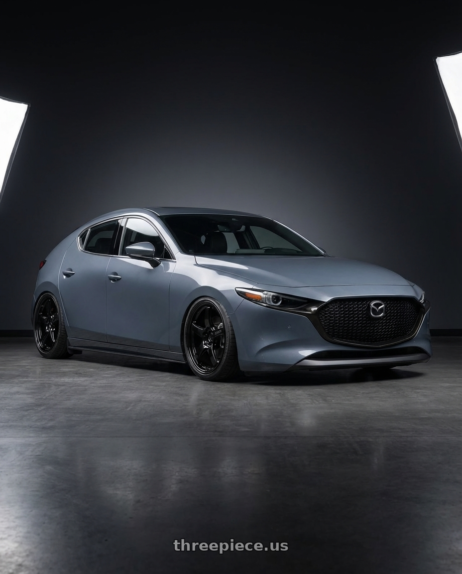 2023 Mazda Mazda3 Turbo with Gram Lights 57CR 5x114.3 18x8.5+37 Glossy Black wheels