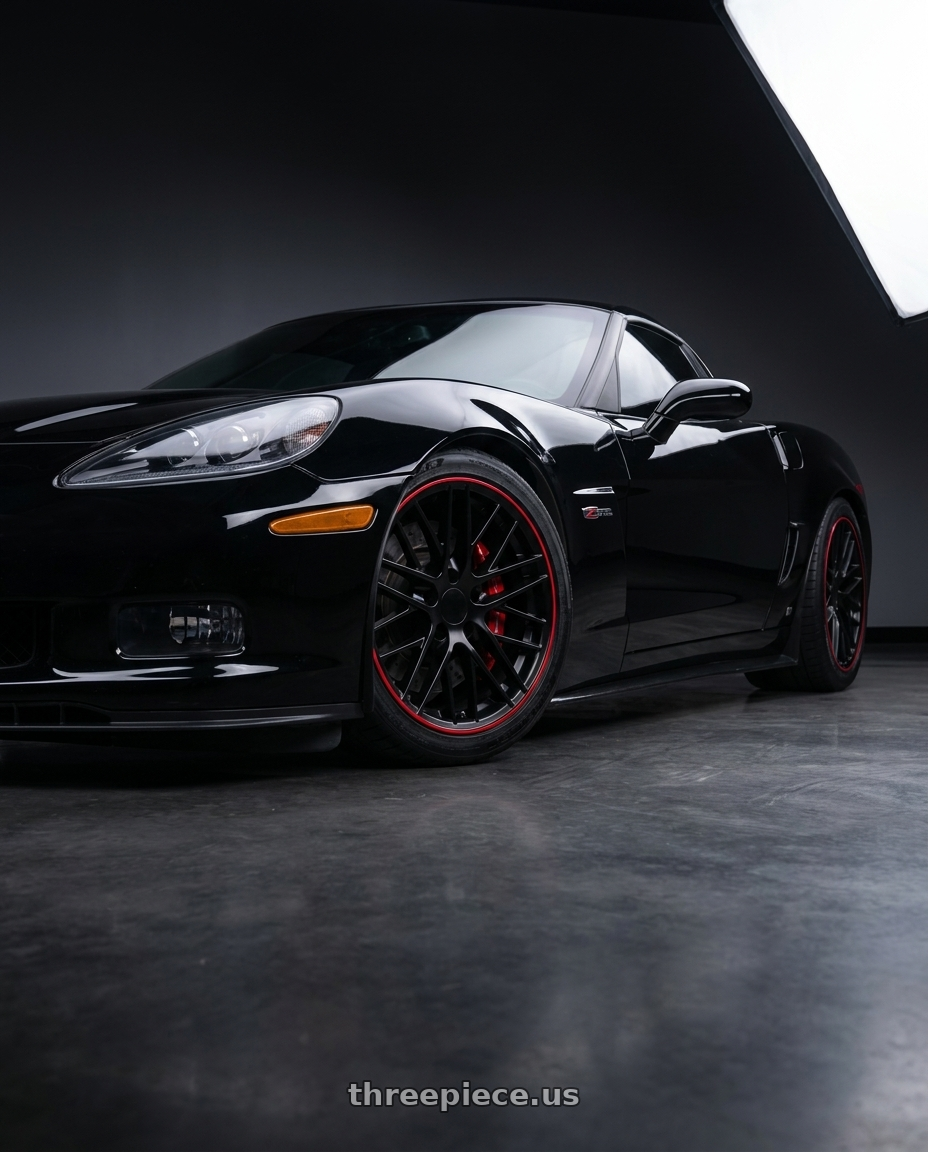 2007 Chevrolet corvette z06 with OE Wheels CV08A 5x120.65 18x10.5+56 Gloss Black Redline wheels