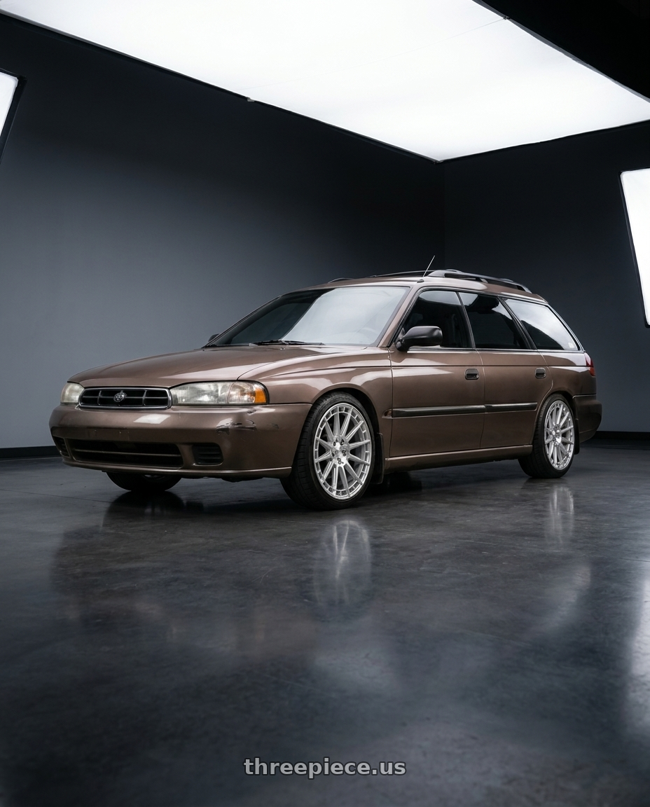 1998 Subaru legacy  with KATANA RACING KR11 5x120 20x8.5 +40 Glossy Silver Machine Face wheels