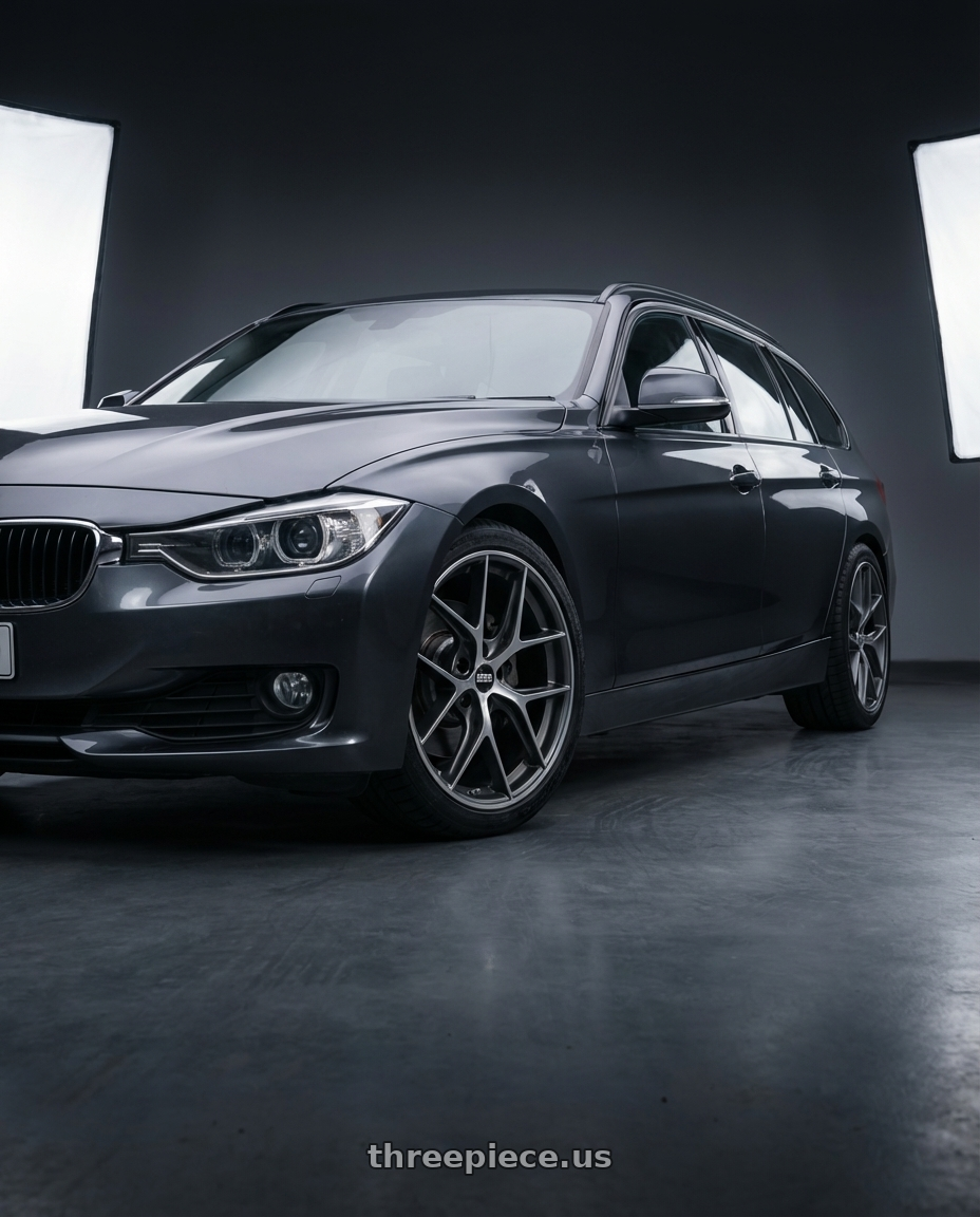 2016 BMW 3 Series F30 with BBS CC-R 5x120 19x10.0+38 Graphite w/ Diamond Cut Face wheels front three quarter view lowered stance