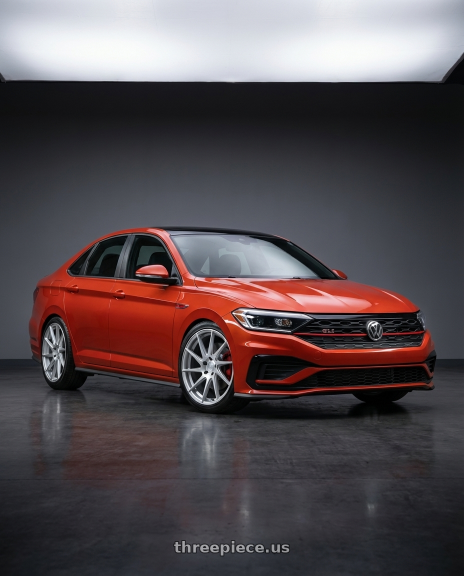 2023 Volkswagen Jetta GLI MK7 with Aodhan AH09 5x112 18x8.5 +35 Gloss Silver Machined Face wheels